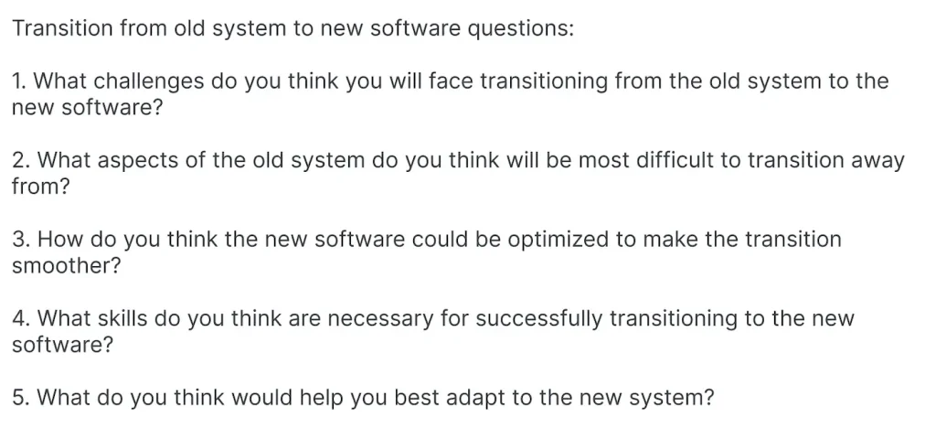 Section of the discussion guide suggestions from the generative AI in QoQo
